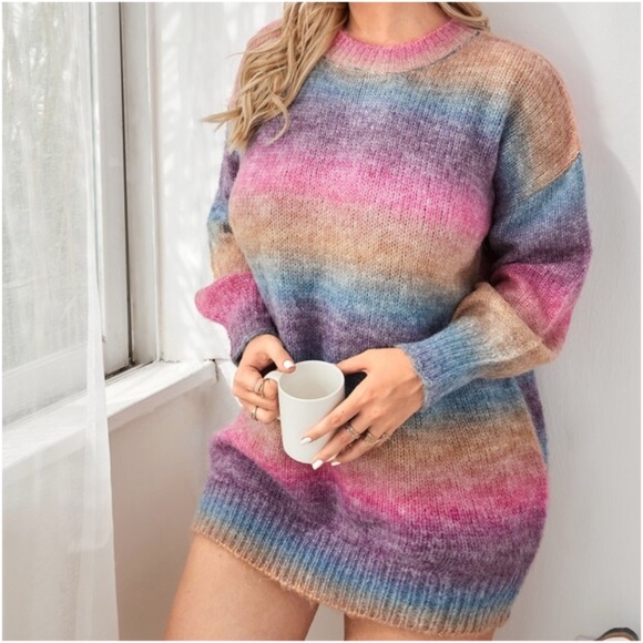 BellanBlue Sweaters - Plus Ombre Color Block Fuzzy Sweater Top